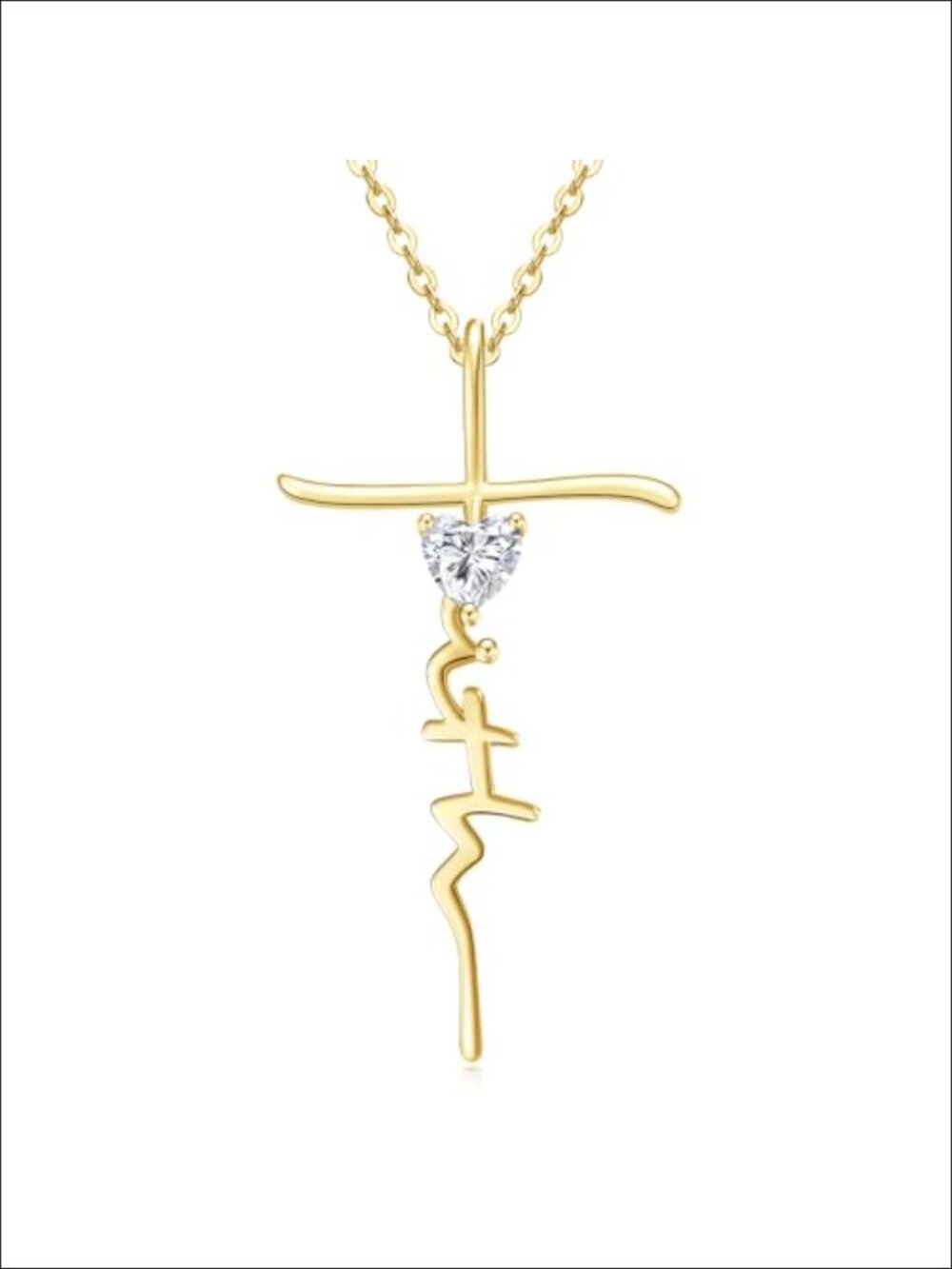 14k Gold Plated Faith Cross Birthstone Necklace Christian Jewelry